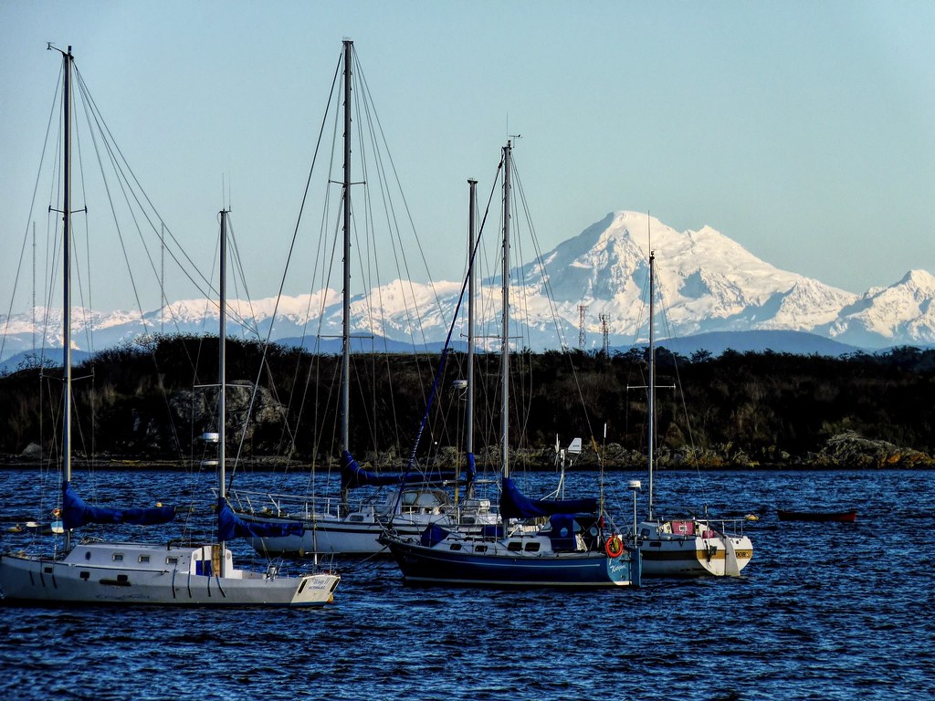 Mount Baker volcano trek - view of volcano Mount Baker in winter