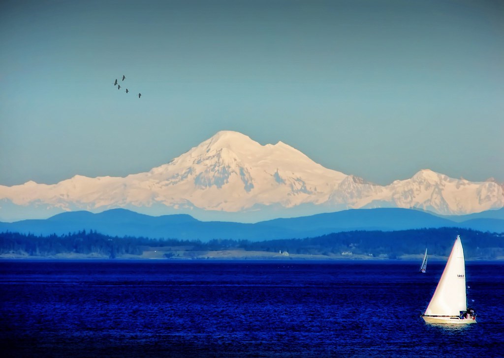 Mount Baker volcano trek - Mount Baker .. view from Oak Bay