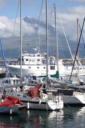 Pico Volcano volcano trek - Pico volcano, from Horta harbour - Fail Island - Azores, Portugal